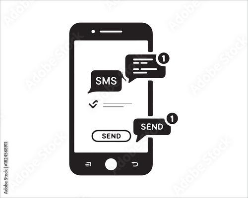 Smartphone vector illustration depicting message exchange with notification indicator