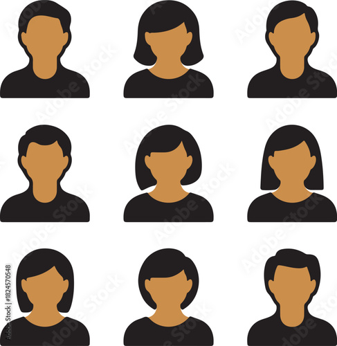 Diverse Group of People Icons - Flat Vector Illustration