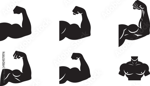 Bodybuilder muscle flex arm vector illustration. suitable for graphic work