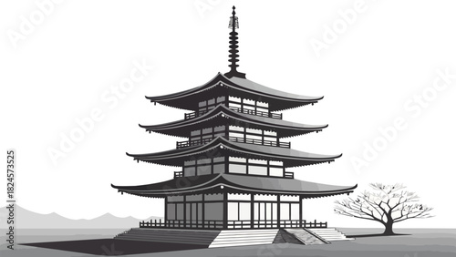 Stunning Japanese pagoda with iconic architecture, a symbol of history, culture, and serene beauty, perfect for travel and historical content creation