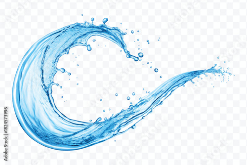 dynamic smooth liquid fresh water splash in different color and curve style isolated on white background 
