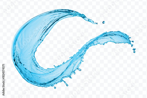 dynamic smooth liquid fresh water splash in different color and curve style isolated on white background 