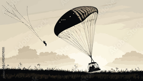 Thrilling balloon ride over peaceful landscape, enjoy the freedom of air travel, a scenic adventure, fly high above nature and experience the joy of flight