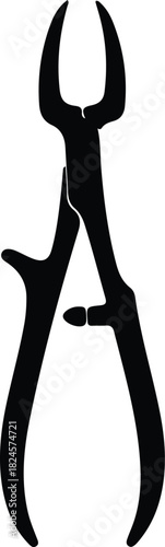 Illustration Dental extraction forceps surgical instrument in black silhouette vector