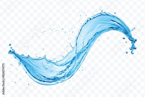 dynamic smooth liquid fresh water splash in different color and curve style isolated on white background 