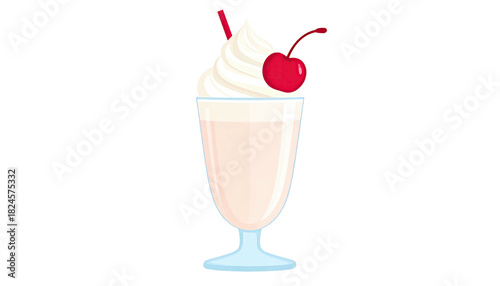 Creamy Vanilla Milkshake with Cherry Topping.