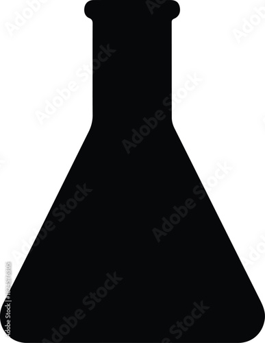 Illustration Erlenmeyer flask laboratory glassware equipment simple black silhouette vector