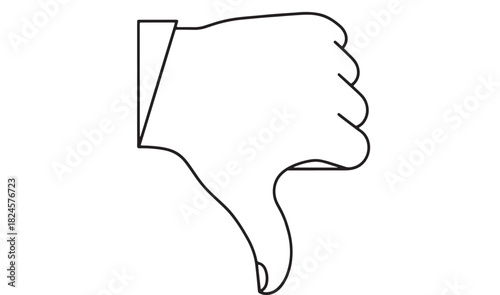 a minimalist sketch depicting a hand giving a clear thumbs down signal against a plain white background symbolizing disapproval or negativity