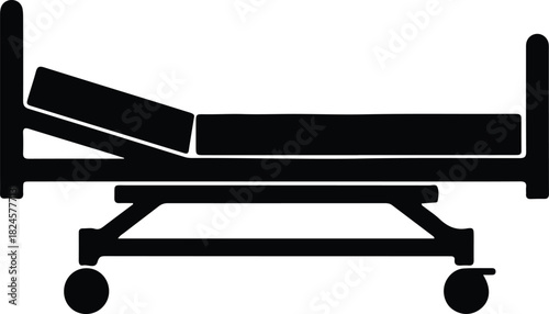 Illustration hospital bed medical equipment emergency care silhouette vector