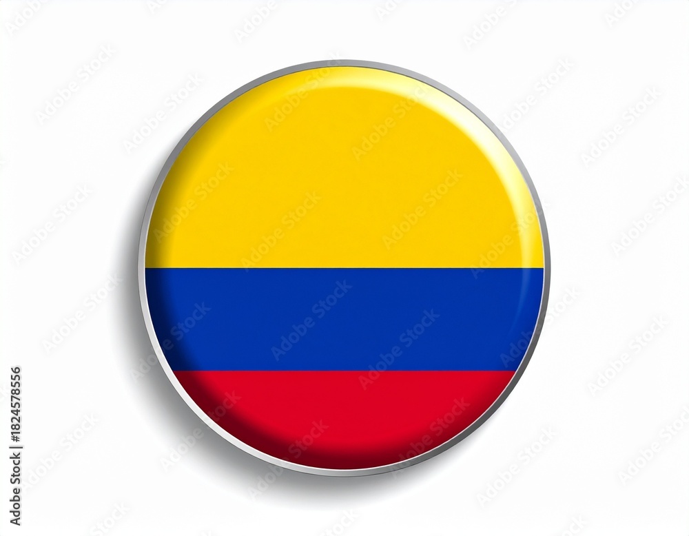 Fototapeta premium Colombia Flag Button on White Background