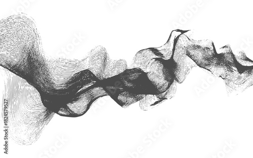 Grunge style wave line texture with dynamic flowing pattern for retro abstract design and contemporary vector layouts