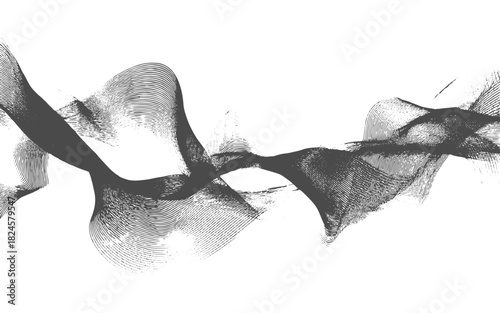 Grunge style wave line texture with dynamic flowing pattern for retro abstract design and contemporary vector layouts