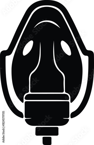 Illustration medical oxygen mask respiratory equipment black silhouette vector