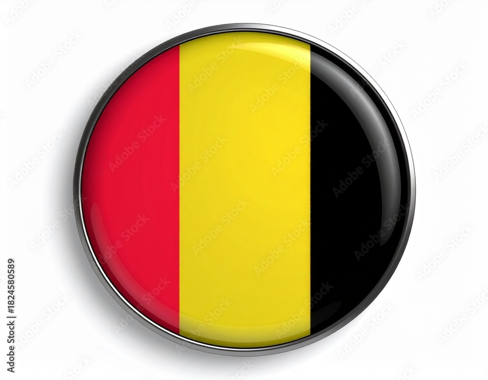 Fototapeta premium Belgium Flag Button on White Background