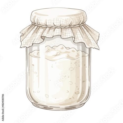 Glass Jar of Kefir Watercolor Illustration⁠
