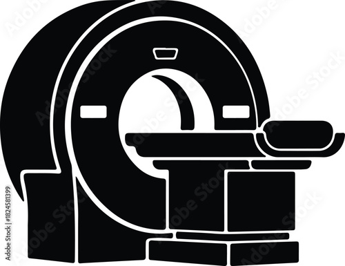 Illustration of magnetic resonance imaging machine diagnostic equipment silhouette vector