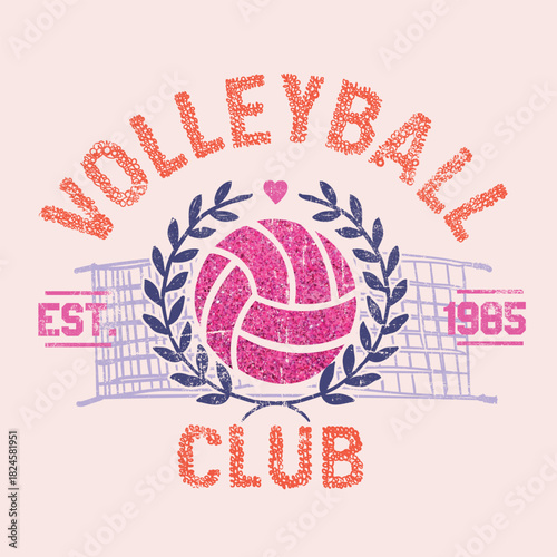 Women's Volleyball tee t shirt design. summer graphics. vintage retro sporty artwork. hand drown volleyball . Volleyball theme design for sport lovers stuff and perfect gift