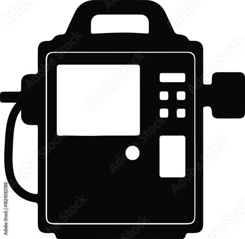 Illustration Portable ultrasound machine medical equipment technology silhouette vector