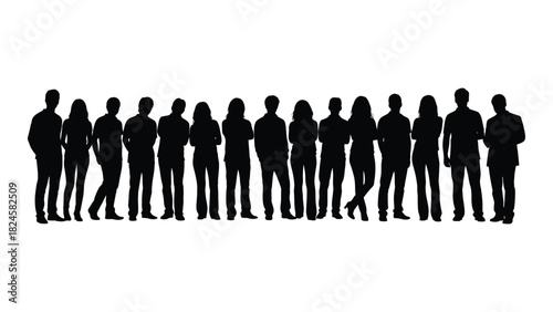 Diverse group of people silhouettes isolated on white background, Vector