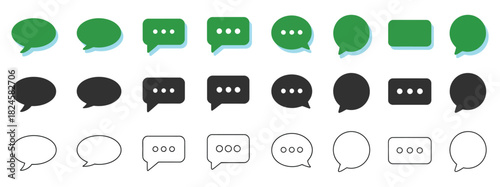 Set of chat message bubbles vector icons, featuring talk bubbles, dialog symbols, online communication, conversation, sms, group chat, notification icons, web icon set