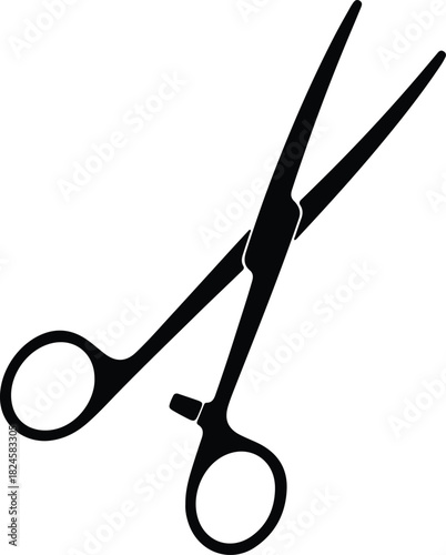 Illustration surgical clamp hemostat silhouette vector