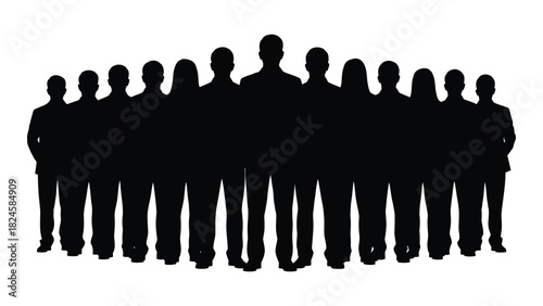 Professional team silhouettes isolated on white background, Vector