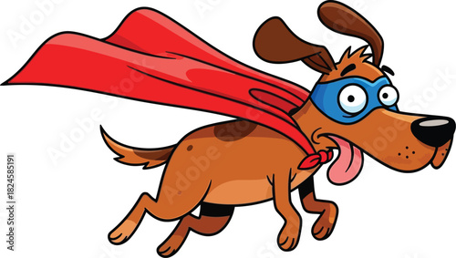 superhero dog cartoon on white background