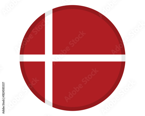 Free Download denmark national flag circle vector icon with red background and white nordic cross, round danish emblem illustration for web design, culture, and print use - GFXLoad