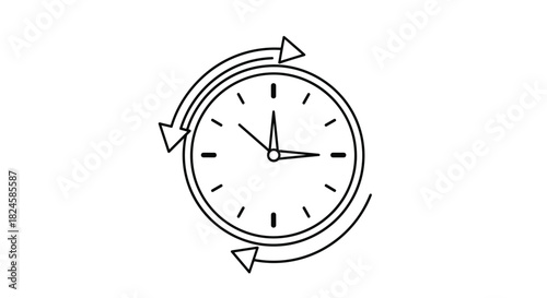 Clock icon with arrows indicating rotation and continuous time.