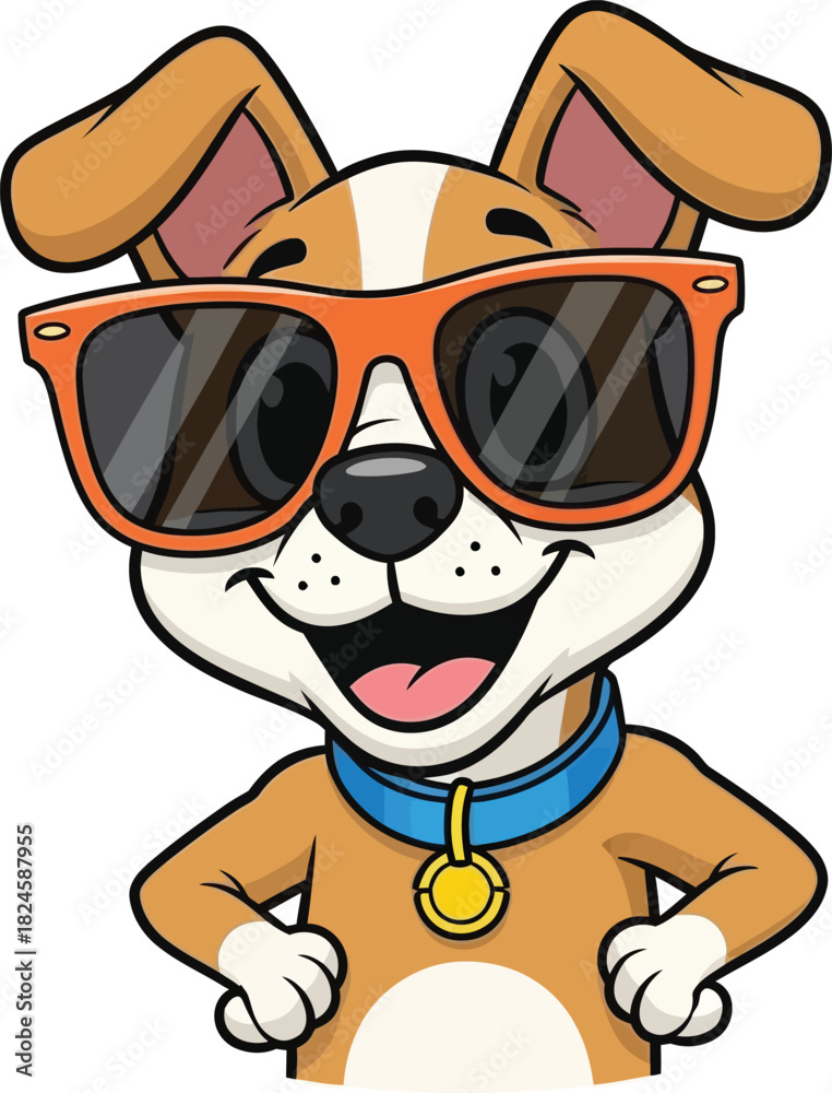 Fototapeta premium dog with sunglasses on white background