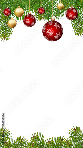 Christmas transparent mobile design background for wishes party invite with hanging red golden snowflakes balls mobile video