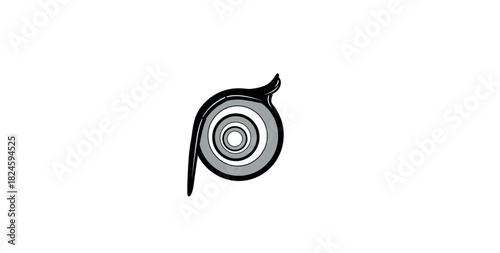 Hand drawn target concept vector illustration icon design with black and white ribbon swirl and spiral circle decoration symbol