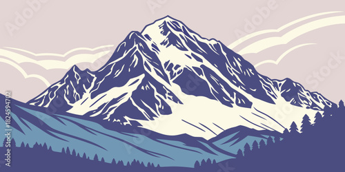 Denali Alaska peak silhouette minimal