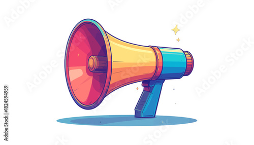 Vibrant Cartoon Megaphone Illustration for Loud Announcements