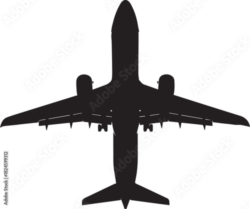 Silhouette of a Passenger Airplane Flying Overhead.