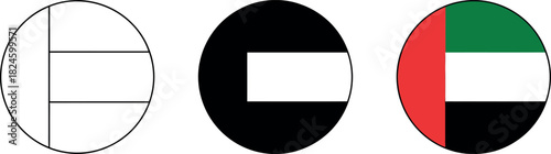 Stylized National Flag of the United Arab Emirates in Circular Icon Format