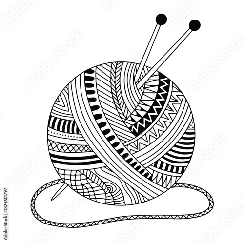 Needle and thread knitting symbol design concept art vector illustration