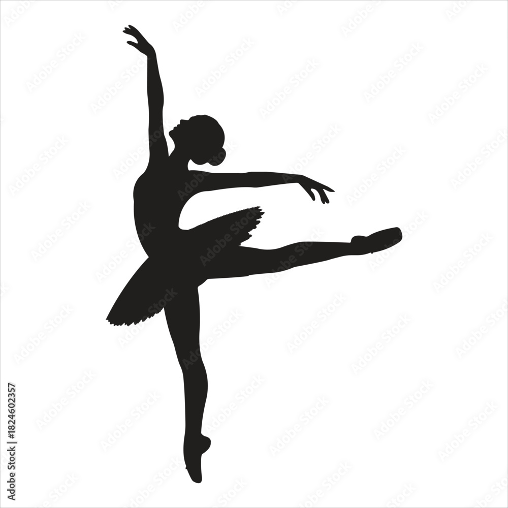 Fototapeta premium Elegant Ballet Dancer Silhouette Vector Art 