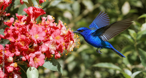 blue bird on flower