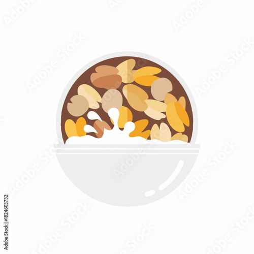 Delicious bowl of healthy breakfast cereal with fresh milk.