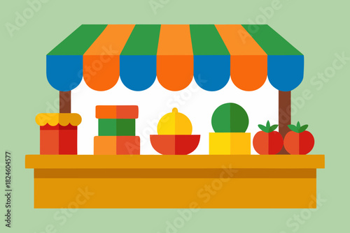 Cartoon colorful fruit bazaar vector illustration