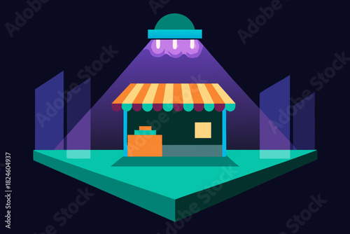 Cartoon hologram alley market vector illustration