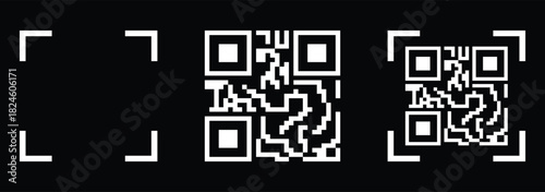 QR code icon. QR scanner. Clean flat vector illustration of a generic QR code icon for apps, payment systems, and digital marketing. QR Code Set Vector Illustration for Design and Mockups.