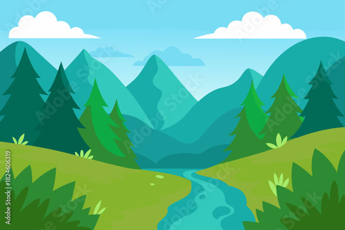 A different dense foliage valley vector illustration