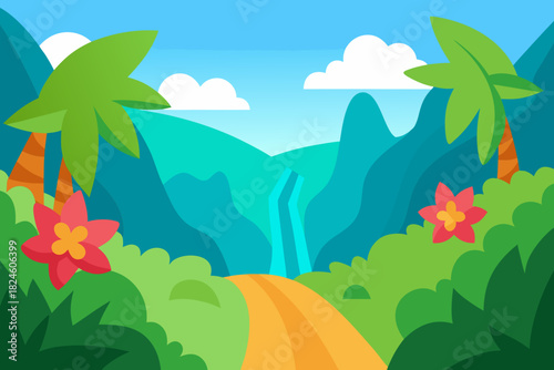 A different jungle flower canyon vector illustration