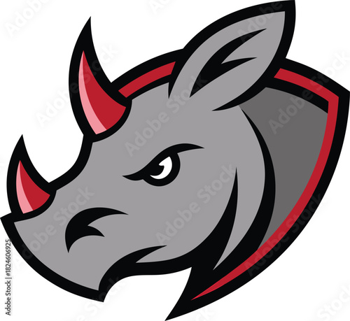 Rhino head mascot vector illustration, symbol of strength and power.