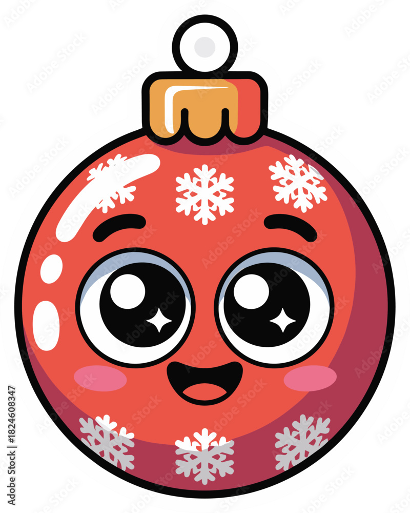 Obraz premium Joyful bauble with snowflakes for festive decoration in fun cartoon illustration