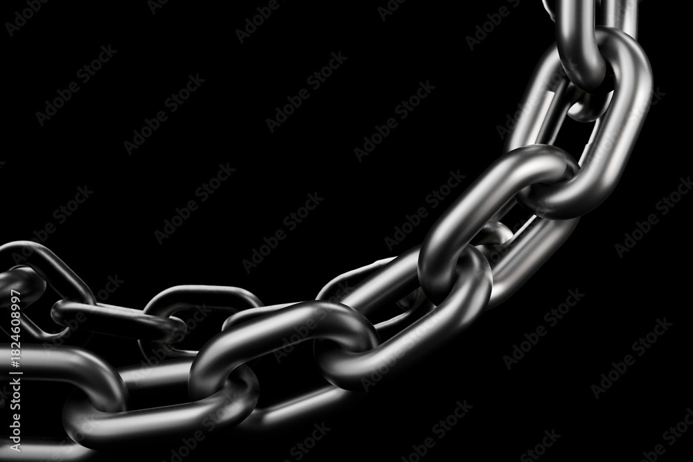 Fototapeta premium Macro Shot of Linked Chain on Black