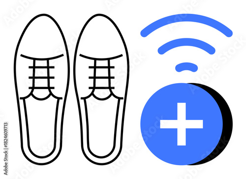 Smart shoes concept. Smart shoes designed with wireless connectivity and health app integration. Smart shoes innovative fitness tracking solutions. For wearables, digital health, fitness applications