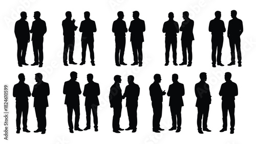 Businessmen silhouettes set isolated on white background, Vector